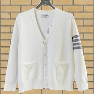 Classic Thom Browne White Cardigans